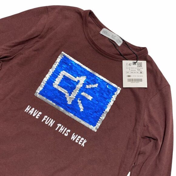 NEW Zara Flip Sequin Emoji Long Sleeve Shirt - Picture 3 of 4